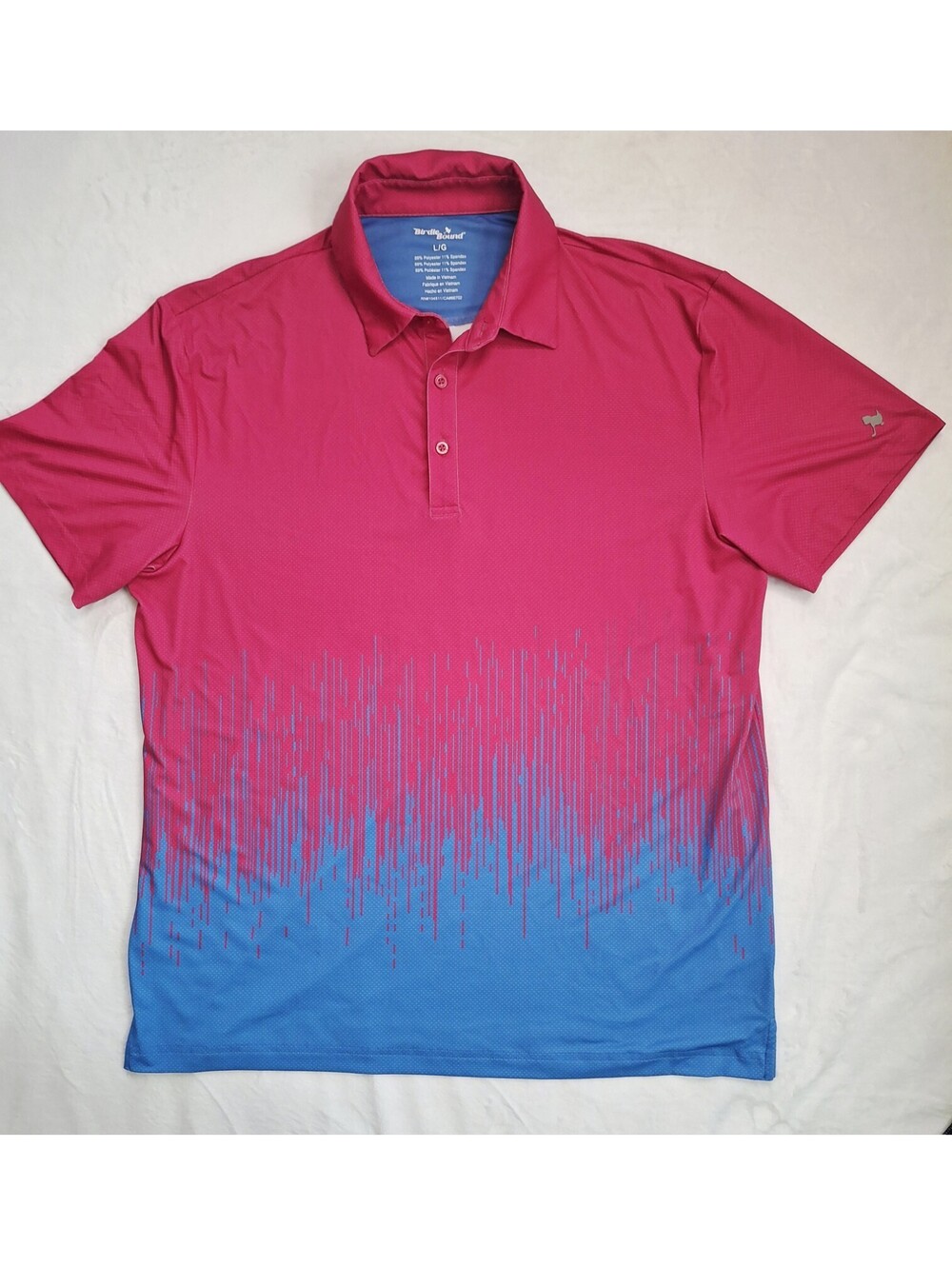 Birdie Bound Short Sleeve Golf Polo Pink/Blue Drip Men's  L